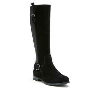 NWT La Canadienne Lentina Waterproof Suede, Flat, Black Boot Size 8